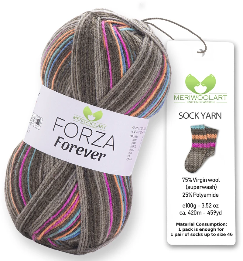 FORZA FOREVER 2702 WOOL SOCK YARN 100g 420