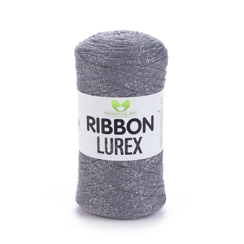Dark Grey Cotton Ribbon Lurex 10mm 125m