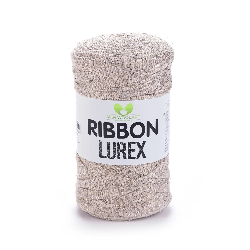 Dark Sand Cotton Ribbon Lurex 10mm 125m