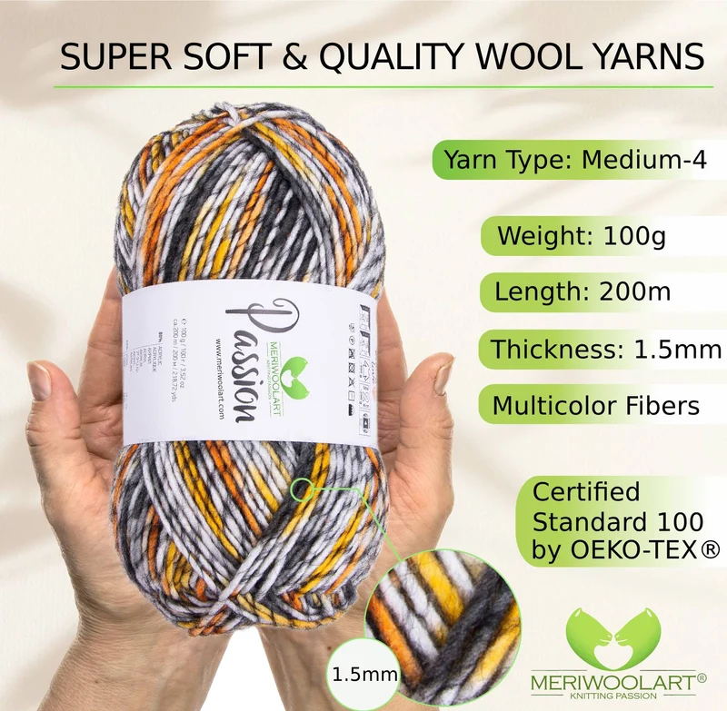 PASSION-1251 MERINO WOOL YARNS 200M