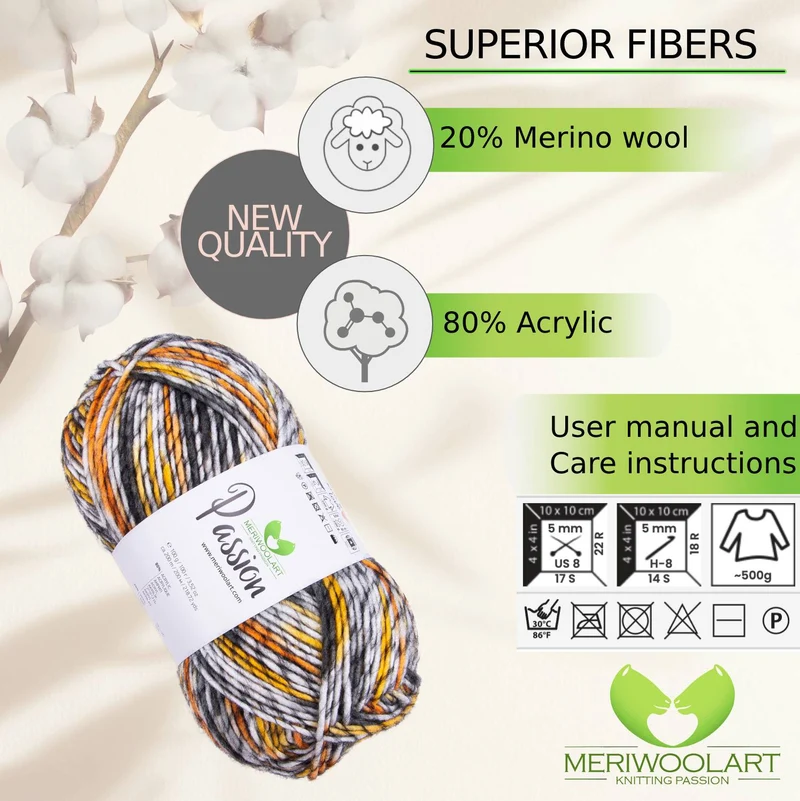 PASSION-1251 MERINO WOOL YARNS 200M