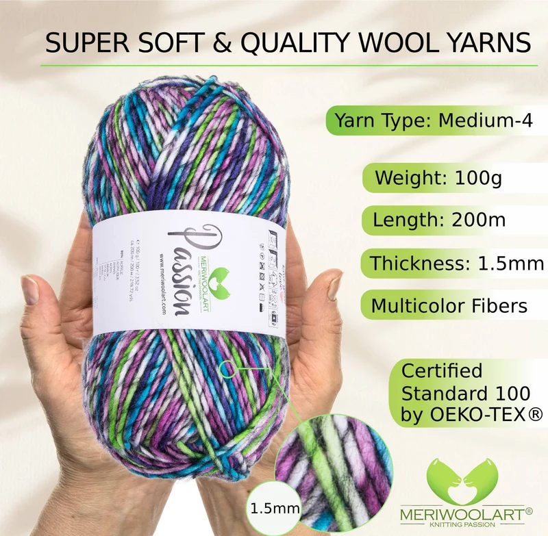 PASSION-1250 MERINO WOOL YARNS 200M