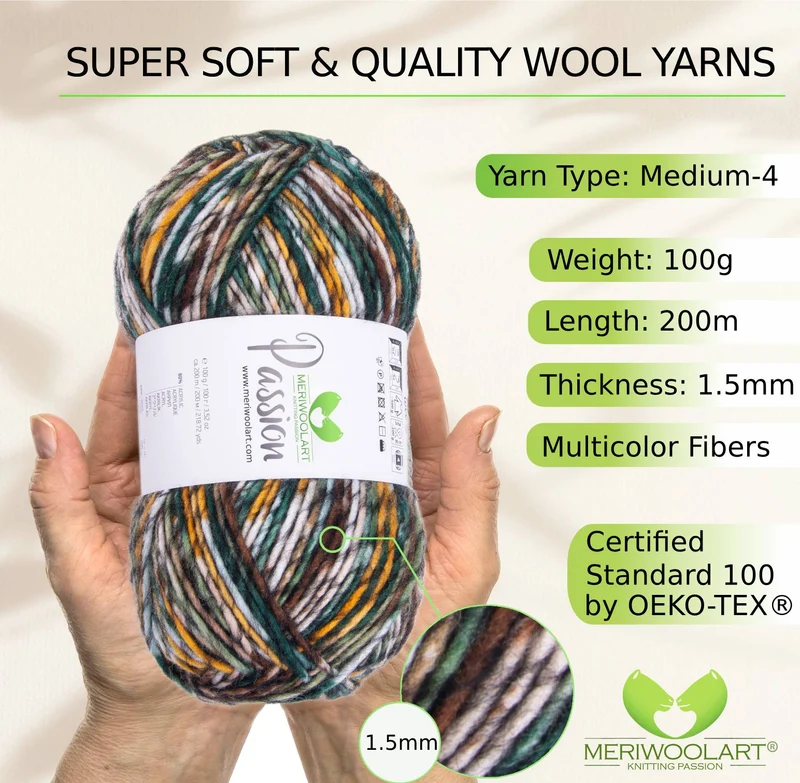 PASSION-1242 MERINO WOOL YARNS 200M
