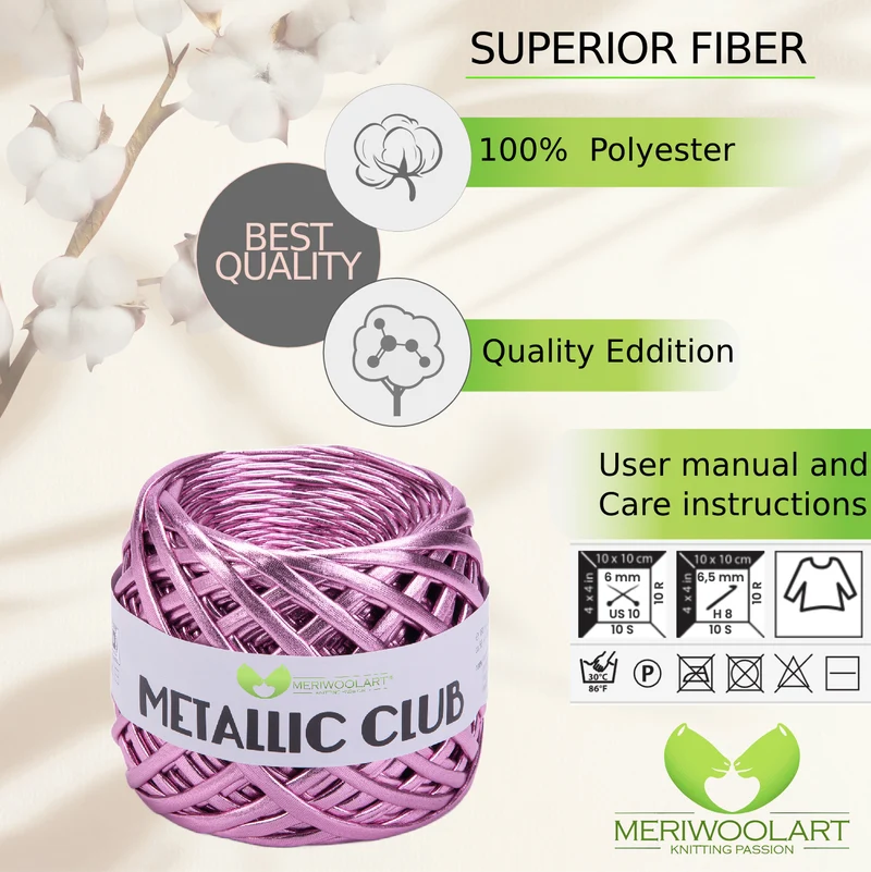 METALLIC Pink T-Shirt Yarn 8mm x 55m