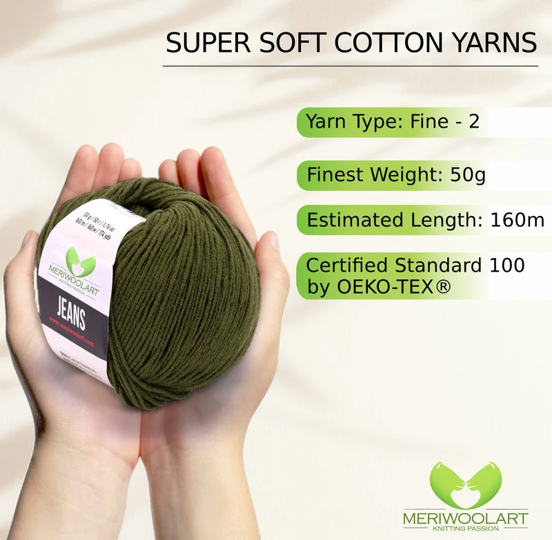 JEANS Dark Green Cotton YARN 50g 160m
