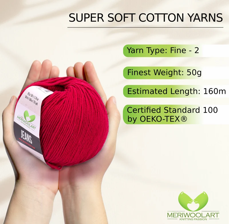 JEANS Red Cotton YARN 50g 160m