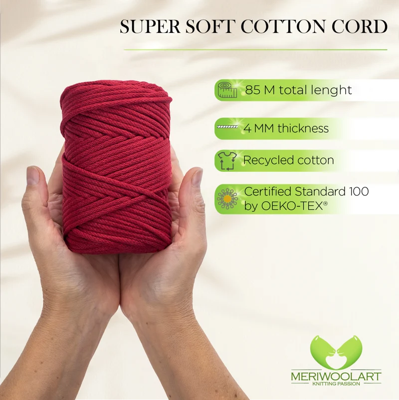 Red Macramé Cord 4mm 85m