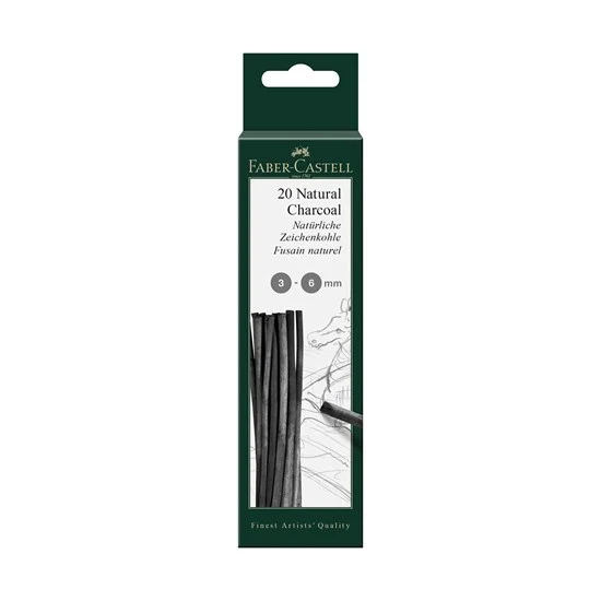 Set of 20 pitt charcoal sticks 3-6mm black
