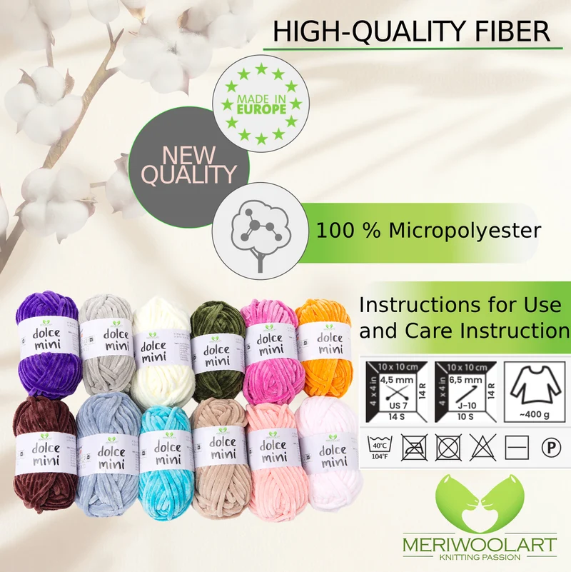 Multicolor Chenille Yarn Set D – 12 x 30 g