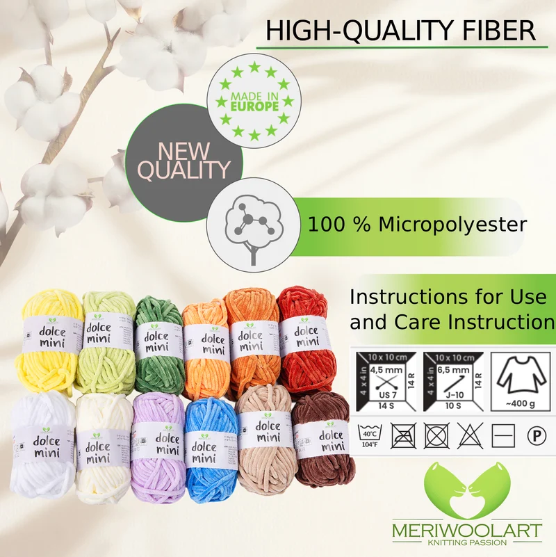 Multicolor Chenille Yarn Set A – 12 x 30 g