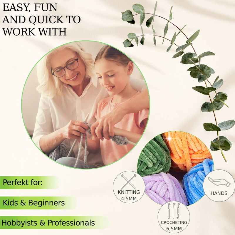 Multicolor Chenille Yarn Set A – 12 x 30 g