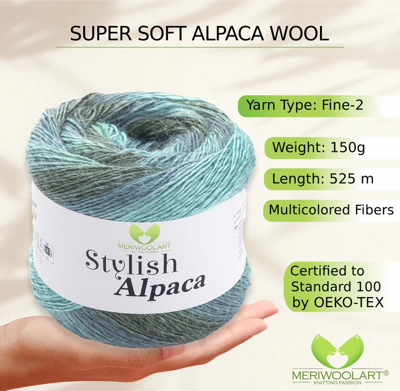 STYLISH ALPACA WOOL YARN 7720 WOOL 150g 525m