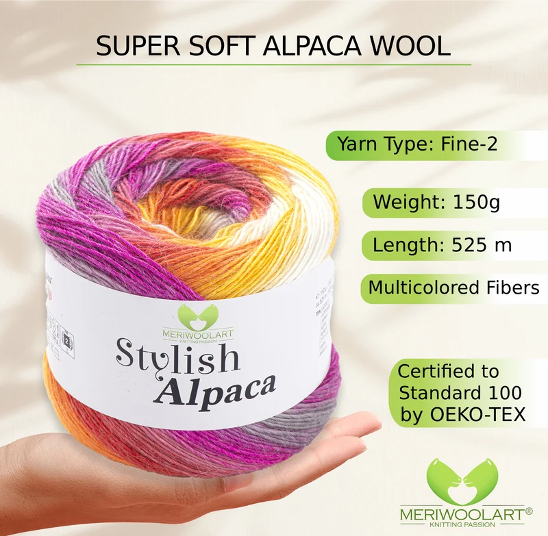 STYLISH ALPACA WOOL YARN 7719 WOOL 150g 525m