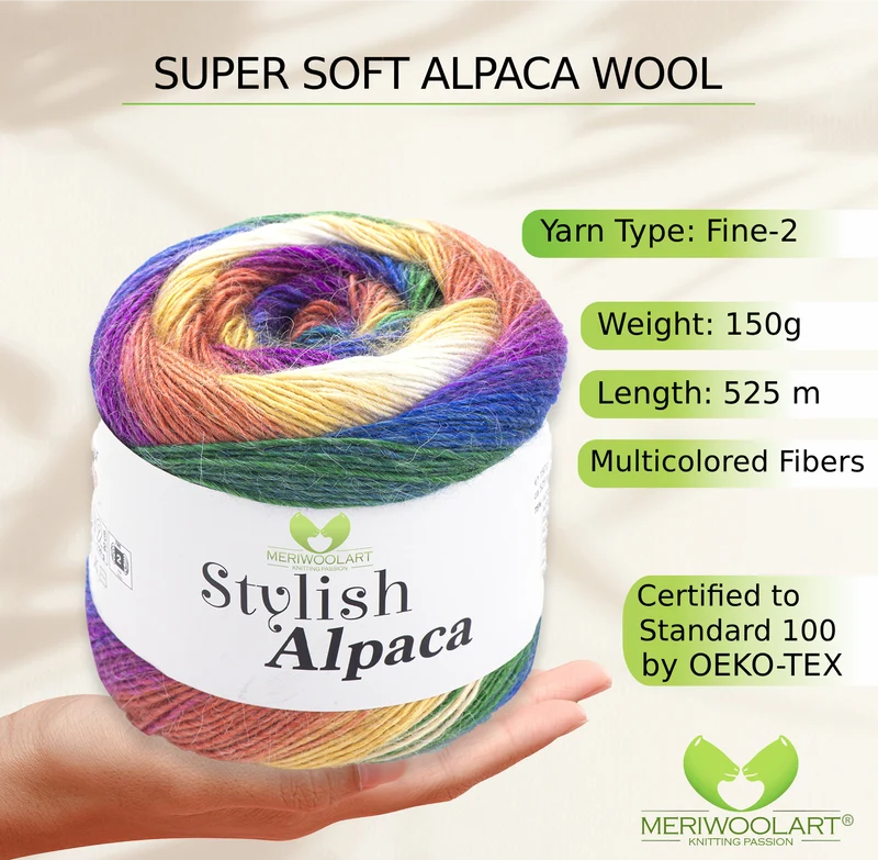 STYLISH ALPACA WOOL YARN 7718 WOOL 150g 525m