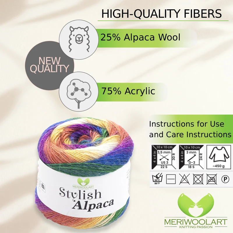 STYLISH ALPACA WOOL YARN 7718 WOOL 150g 525m