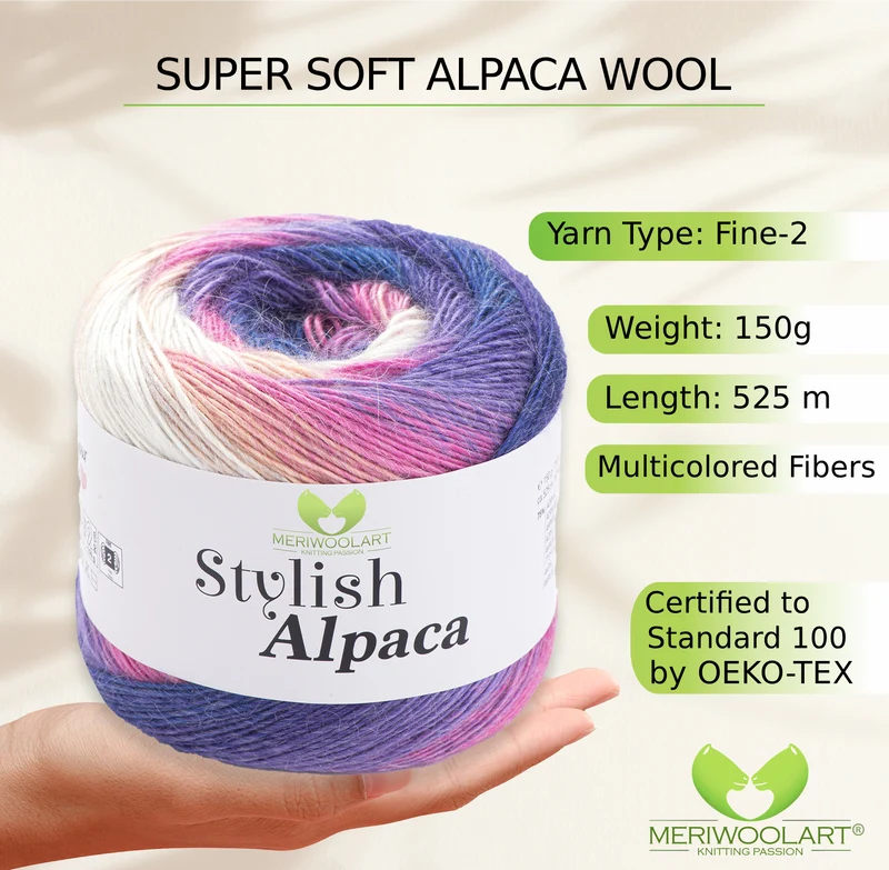 STYLISH ALPACA WOOL YARN 7717 WOOL 150g 525m