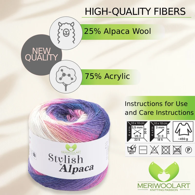 STYLISH ALPACA WOOL YARN 7717 WOOL 150g 525m