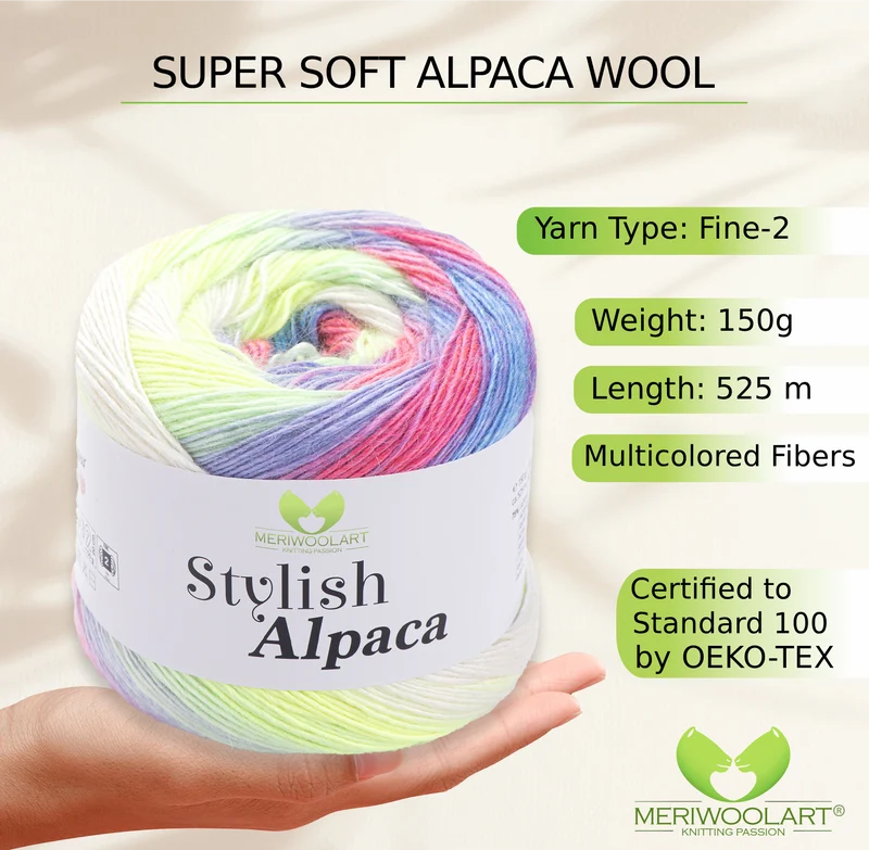 STYLISH ALPACA WOOL YARN 7716 WOOL 150g 525m