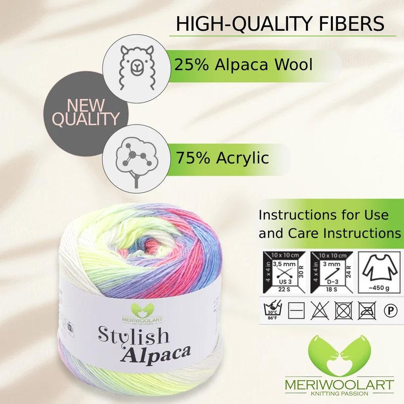 STYLISH ALPACA WOOL YARN 7716 WOOL 150g 525m