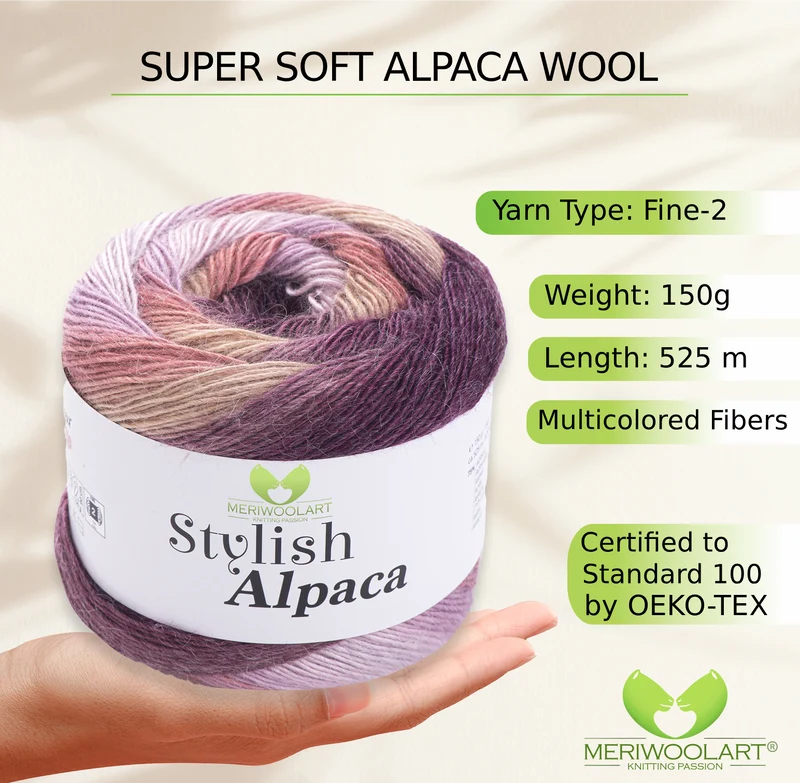 STYLISH ALPACA WOOL YARN 7715 WOOL 150g 525m