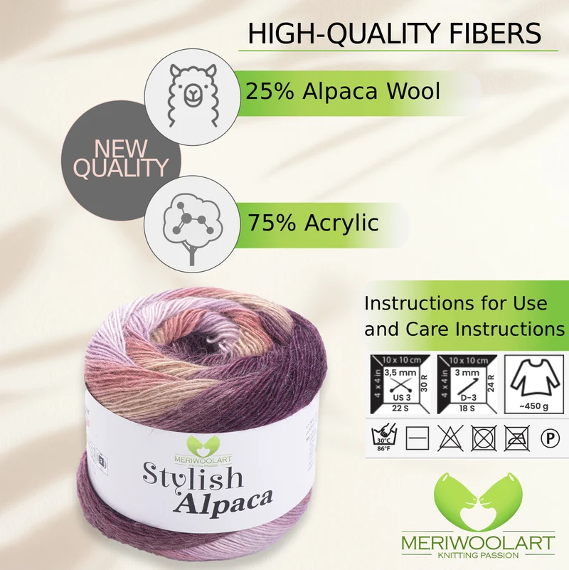 STYLISH ALPACA WOOL YARN 7715 WOOL 150g 525m