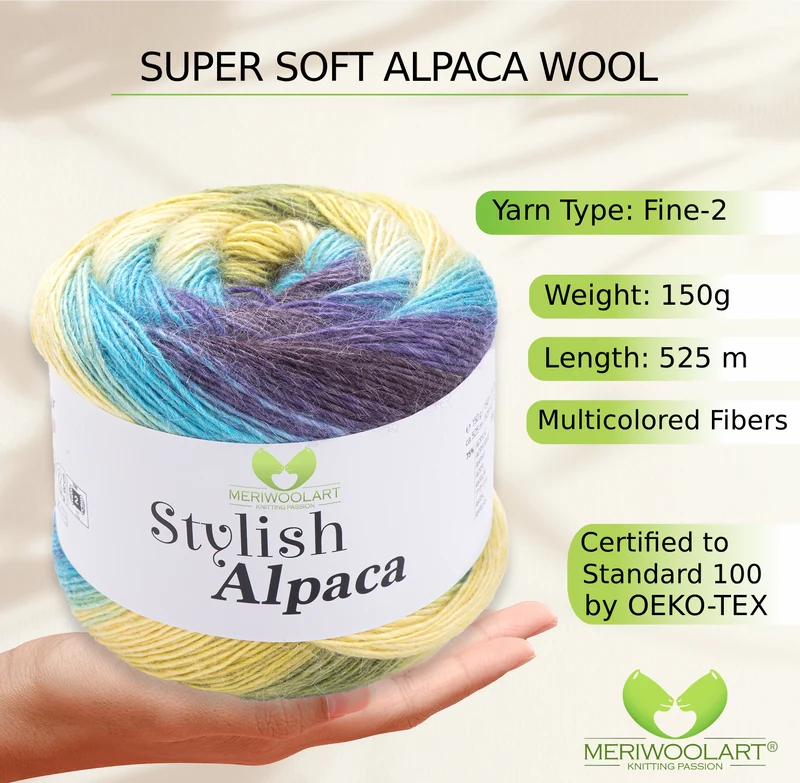 STYLISH ALPACA WOOL YARN 7714 WOOL 150g 525m