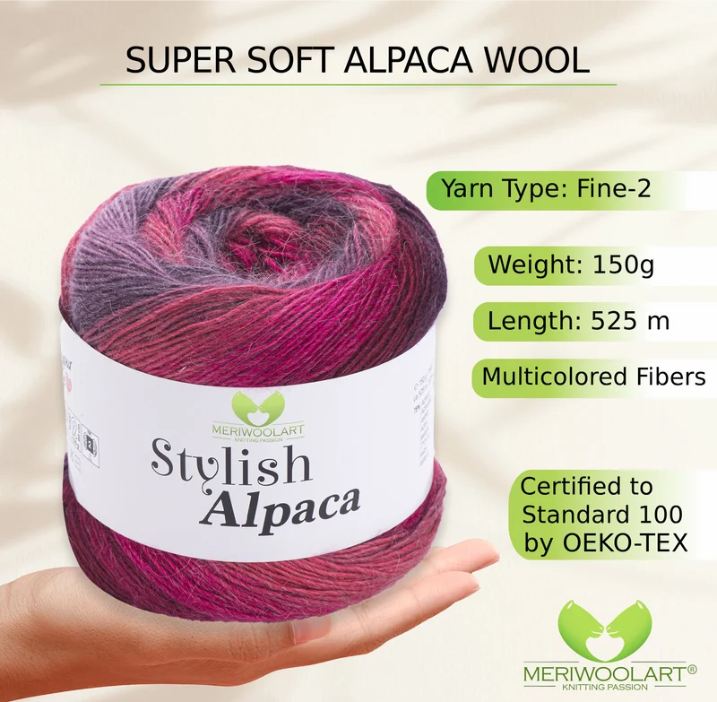 STYLISH ALPACA WOOL YARN 7713 WOOL 150g 525m