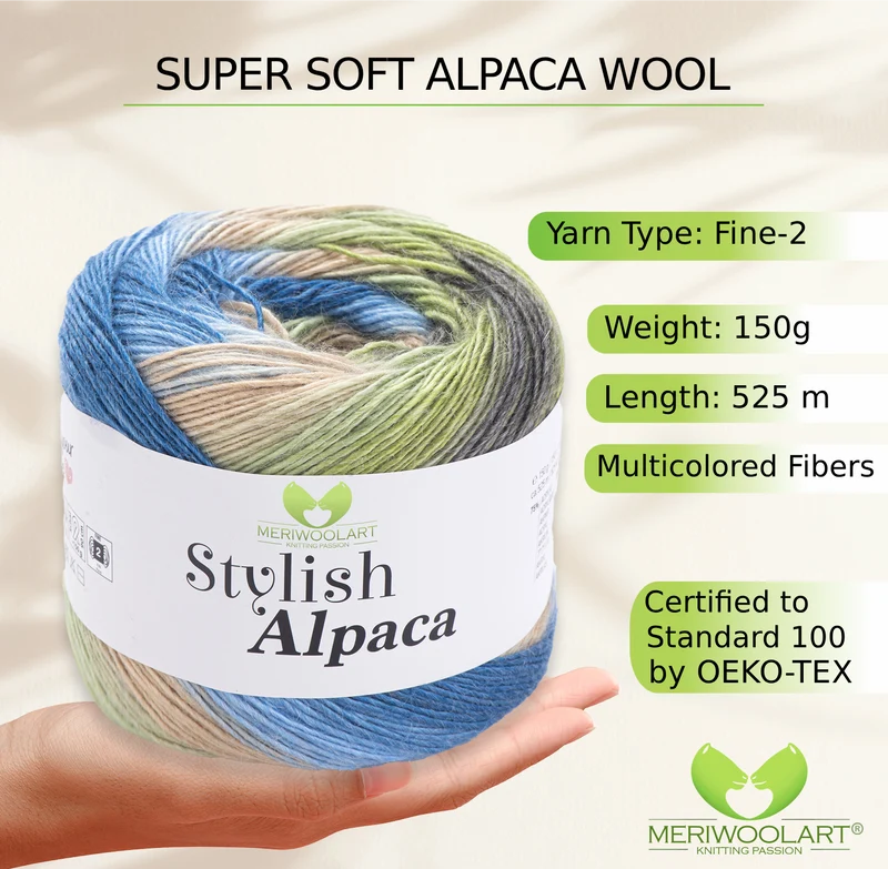 STYLISH ALPACA WOOL YARN 7712 WOOL 150g 525m
