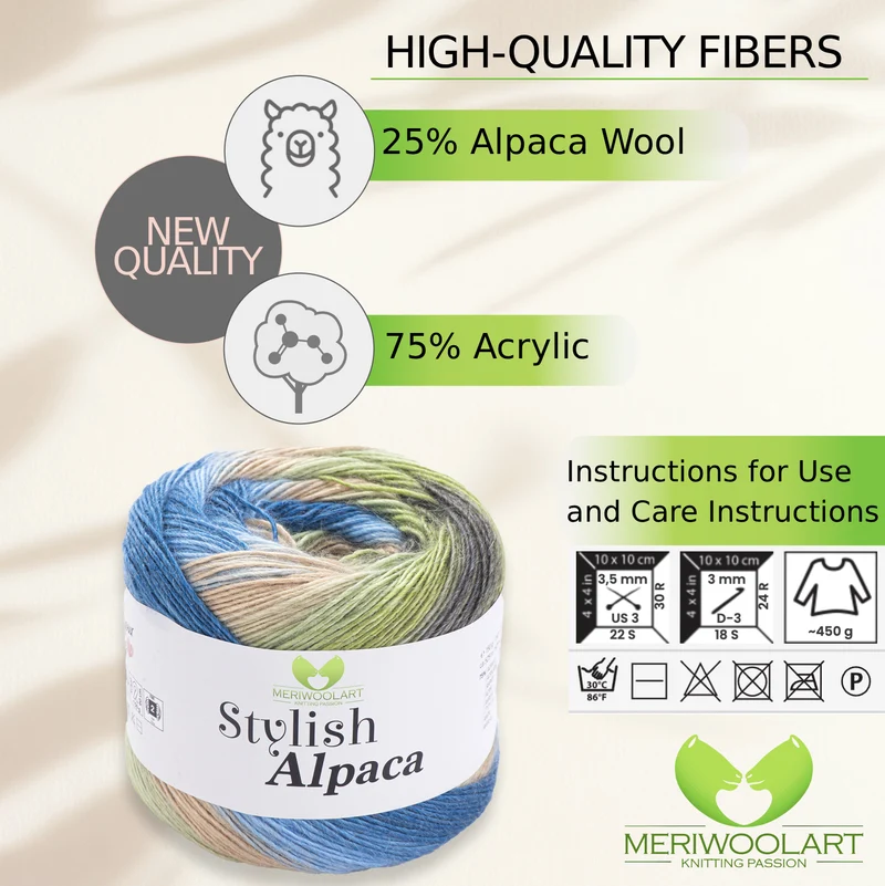 STYLISH ALPACA WOOL YARN 7712 WOOL 150g 525m