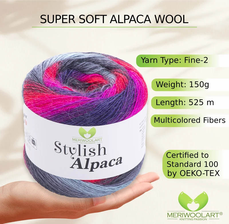 STYLISH ALPACA WOOL YARN 7711 WOOL 150g 525m