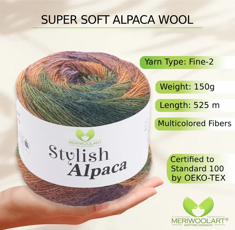 STYLISH ALPACA WOOL YARN 7710 WOOL 150g 525m