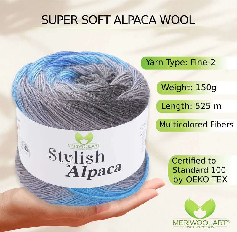 STYLISH ALPACA WOOL YARN 7709 WOOL 150g 525m