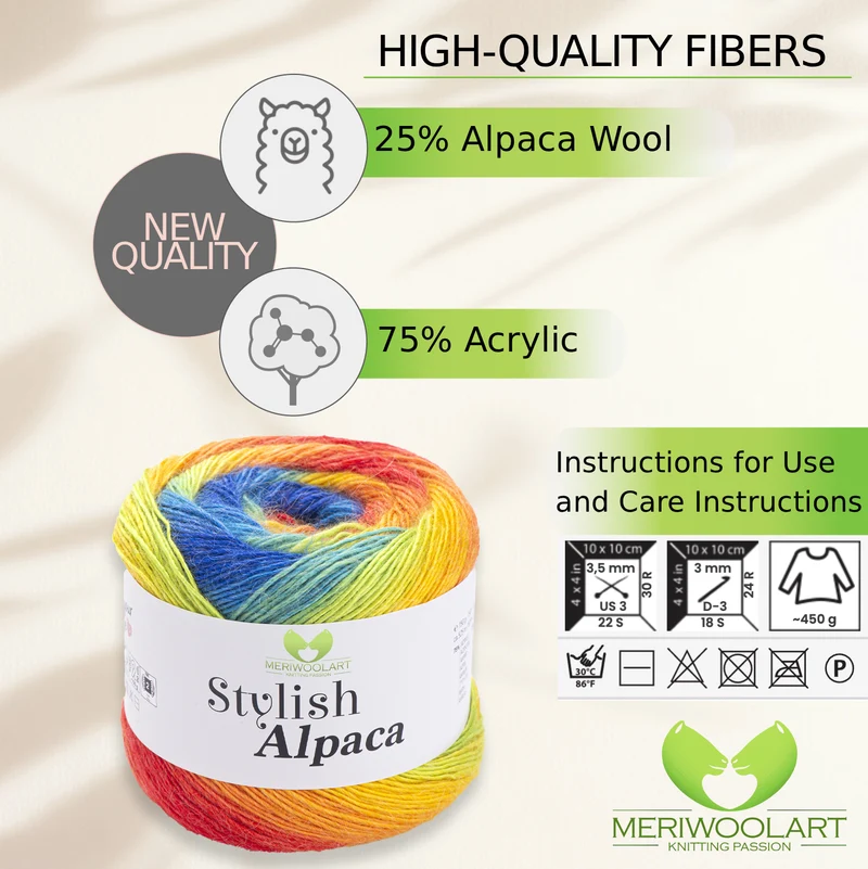 STYLISH ALPACA WOOL YARN 7708 WOOL 150g 525m