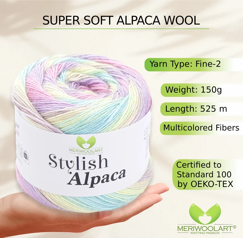 STYLISH ALPACA WOOL YARN 7707 WOOL 150g 525m