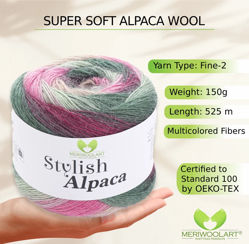 STYLISH ALPACA WOOL YARN 7706 WOOL 150g 525m