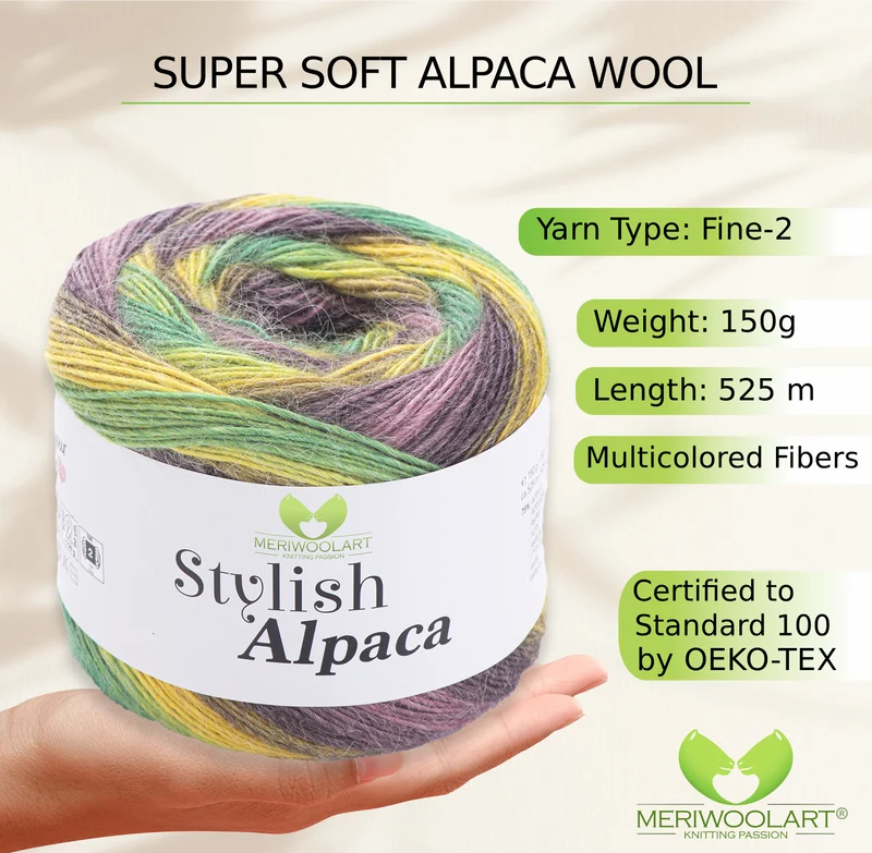 STYLISH ALPACA WOOL YARN 7705 WOOL 150g 525m
