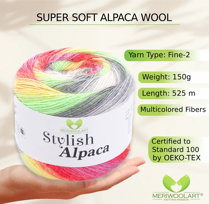 STYLISH ALPACA WOOL YARN 7704 WOOL 150g 525m
