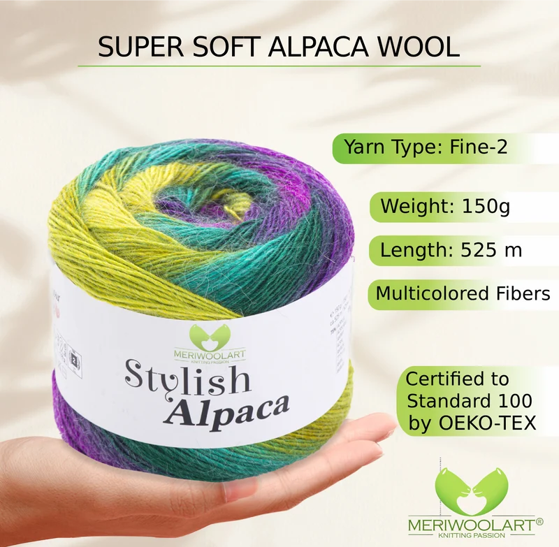 STYLISH ALPACA WOOL YARN 7703 WOOL 150g 525m