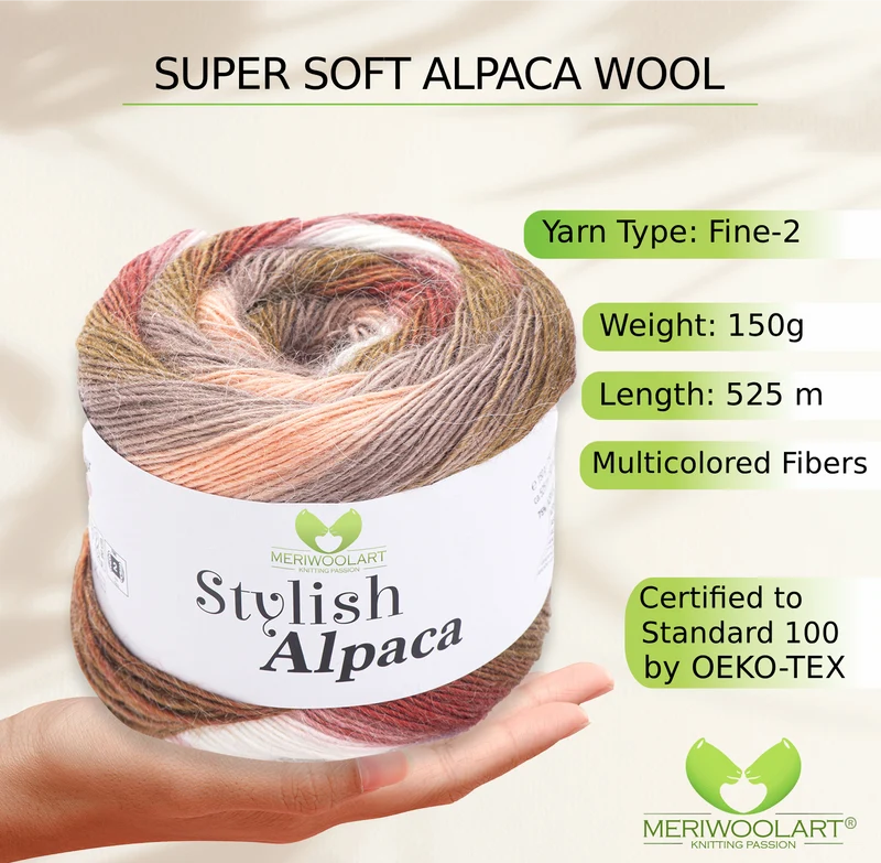 STYLISH ALPACA WOOL YARN 7701 WOOL 150g 525m