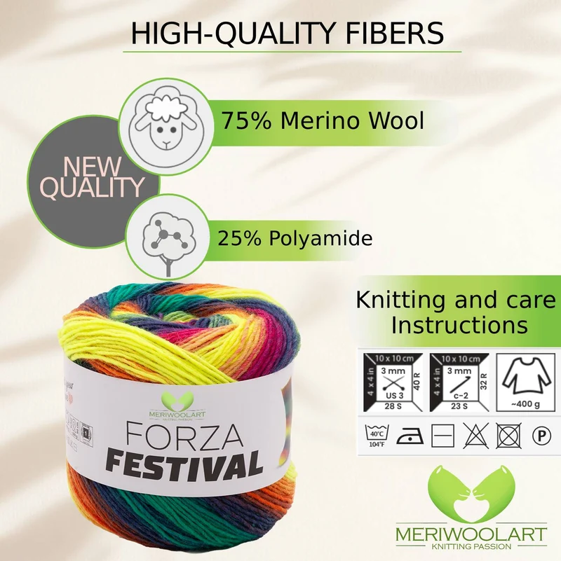FORZA FESTIVAL 2917 WOOL YARN 100g 420