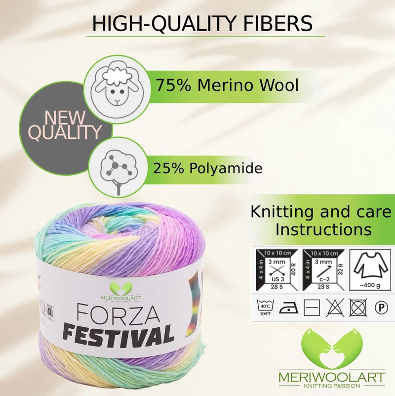 FORZA FESTIVAL 2916 WOOL YARN 100g 420