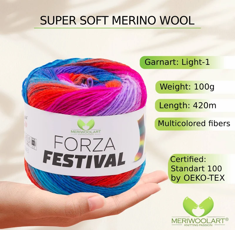 FORZA FESTIVAL 2913 WOOL YARN 100g 420