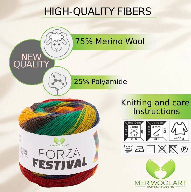 FORZA FESTIVAL 2912 WOOL YARN 100g 420