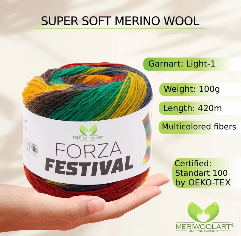 FORZA FESTIVAL 2912 WOOL YARN 100g 420