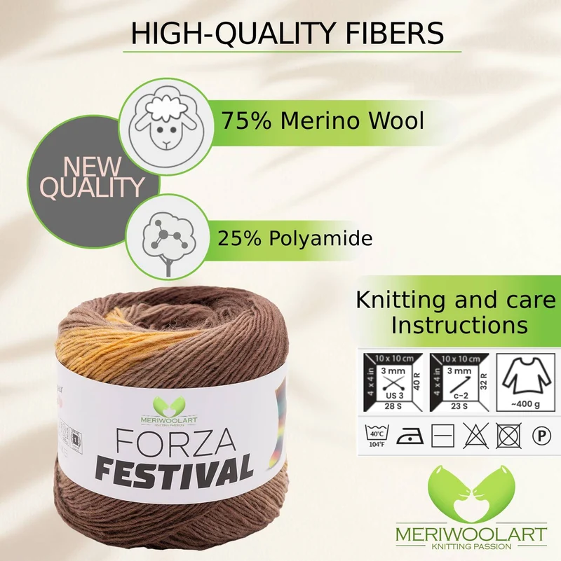 FORZA FESTIVAL 2901 WOOL YARN 100g 420