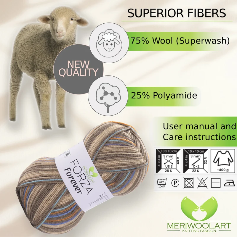 FORZA FOREVER 2715 WOOL SOCK YARN 100g 420
