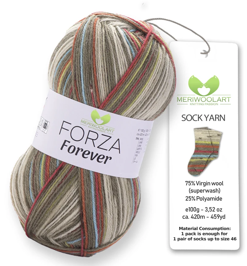 FORZA FOREVER 2714 WOOL SOCK YARN 100g 420
