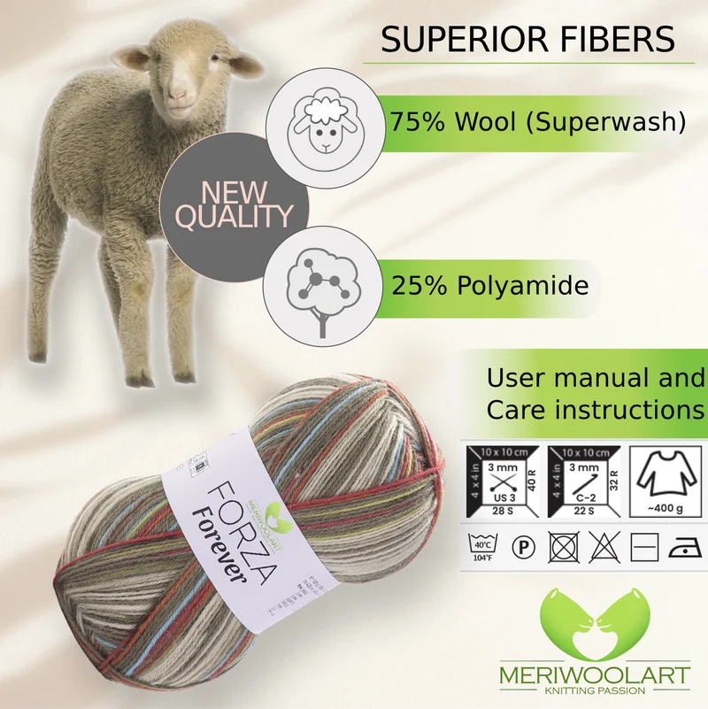 FORZA FOREVER 2714 WOOL SOCK YARN 100g 420