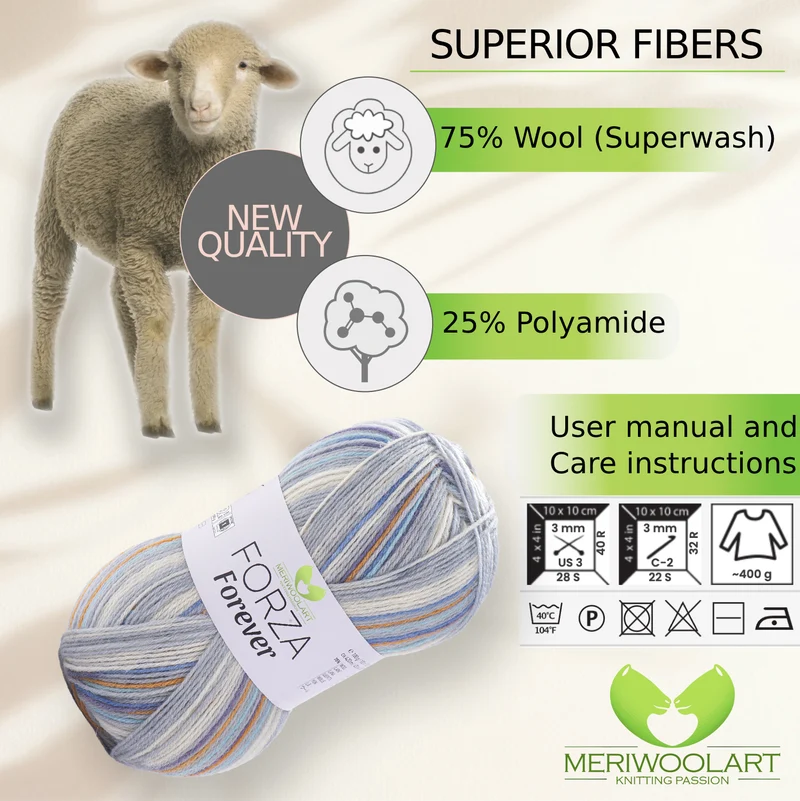 FORZA FOREVER 2713 WOOL SOCK YARN 100g 420