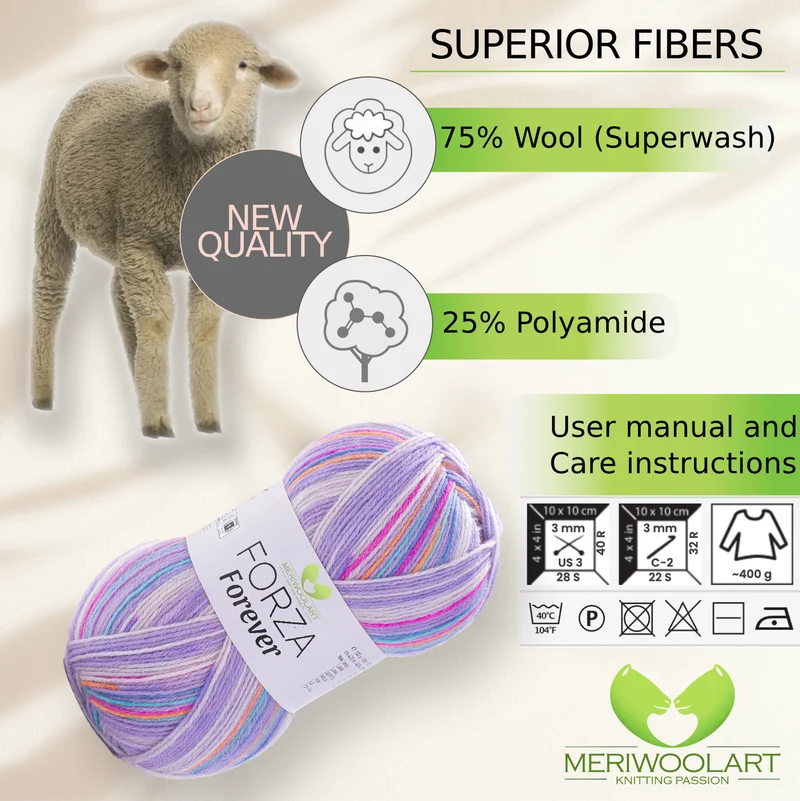 FORZA FOREVER 2712 WOOL SOCK YARN 100g 420